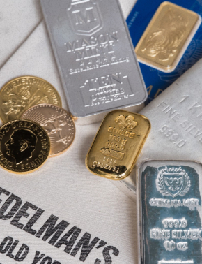 Edelman's gold and silver bullion bars and coins slide image