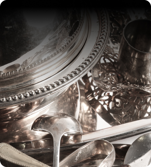 Silver plates and utensils image